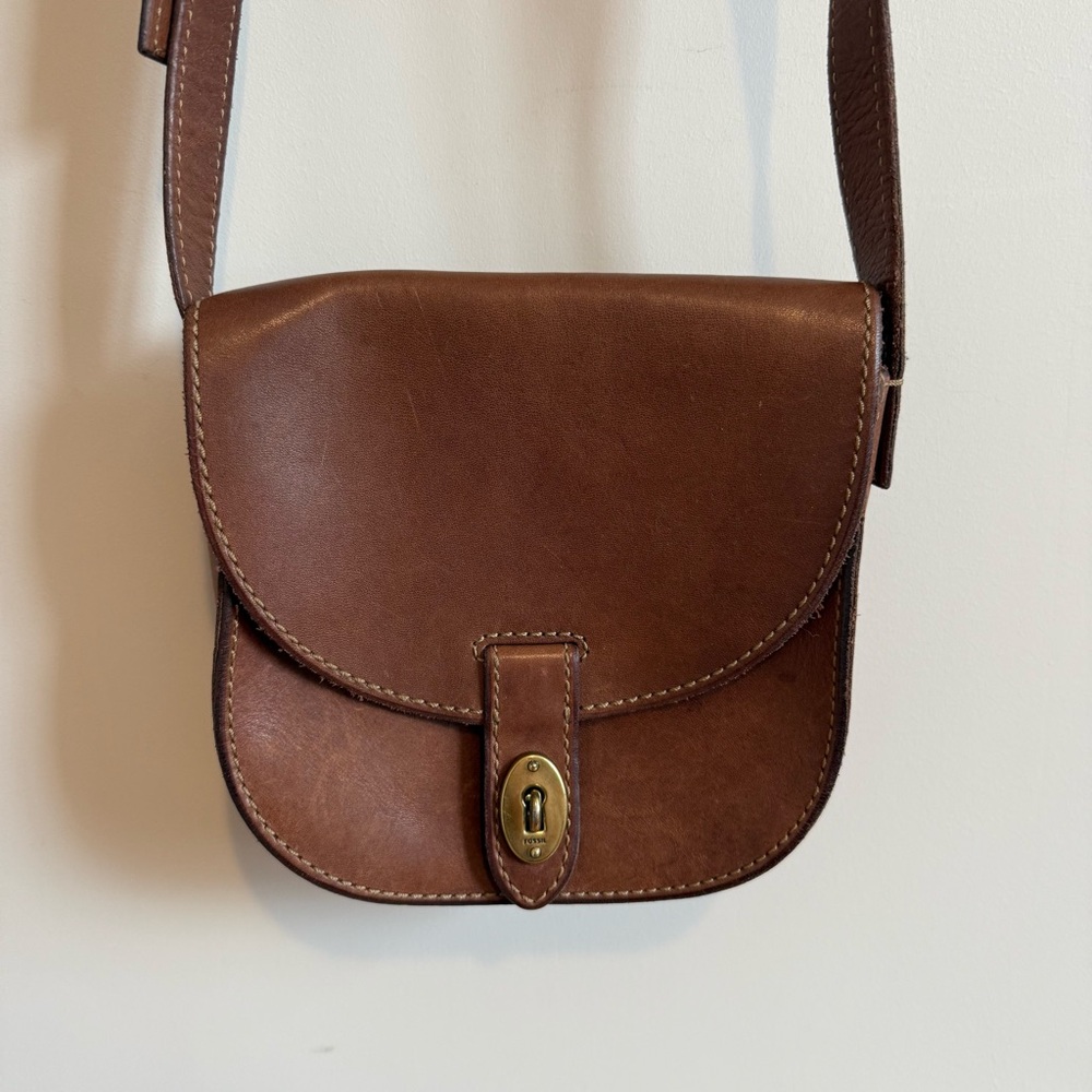 Fossil Brown Leather Crossbody Bag